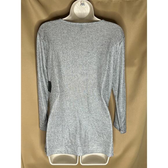 INC Ethereal Silver Criss-Cross Shine Top L NWT - Picture 4 of 6